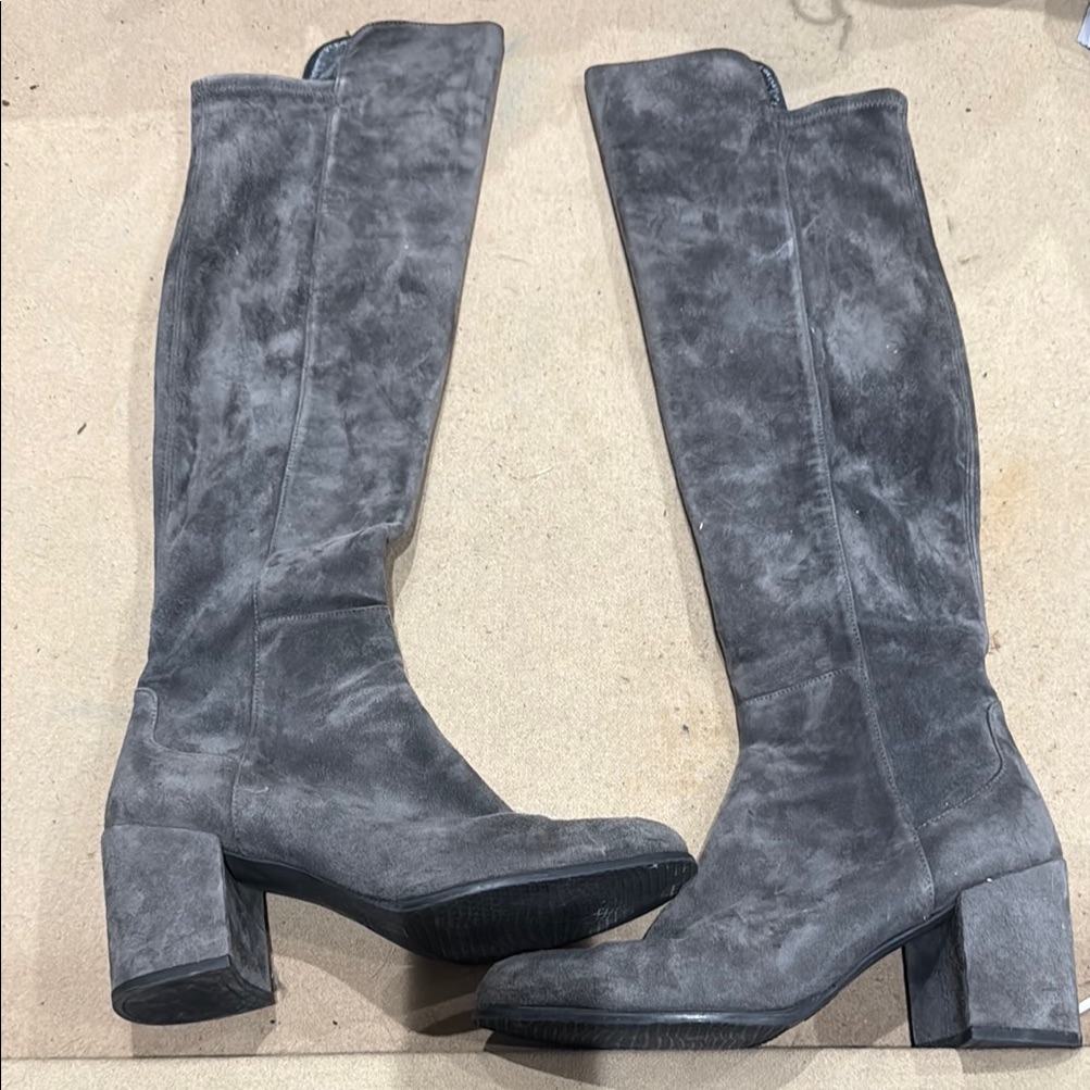 Stuart Weitzman Over-The-Knee Suede Boots In Gray